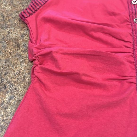 Pilcro Varsity Polo Top Size Small Pink Sleeveless Partial Button Up Pullover - Picture 10 of 15